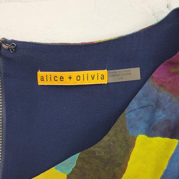 Alice + Olivia Silk Watercolor Jewel Tone Dress - Picture 3 of 4